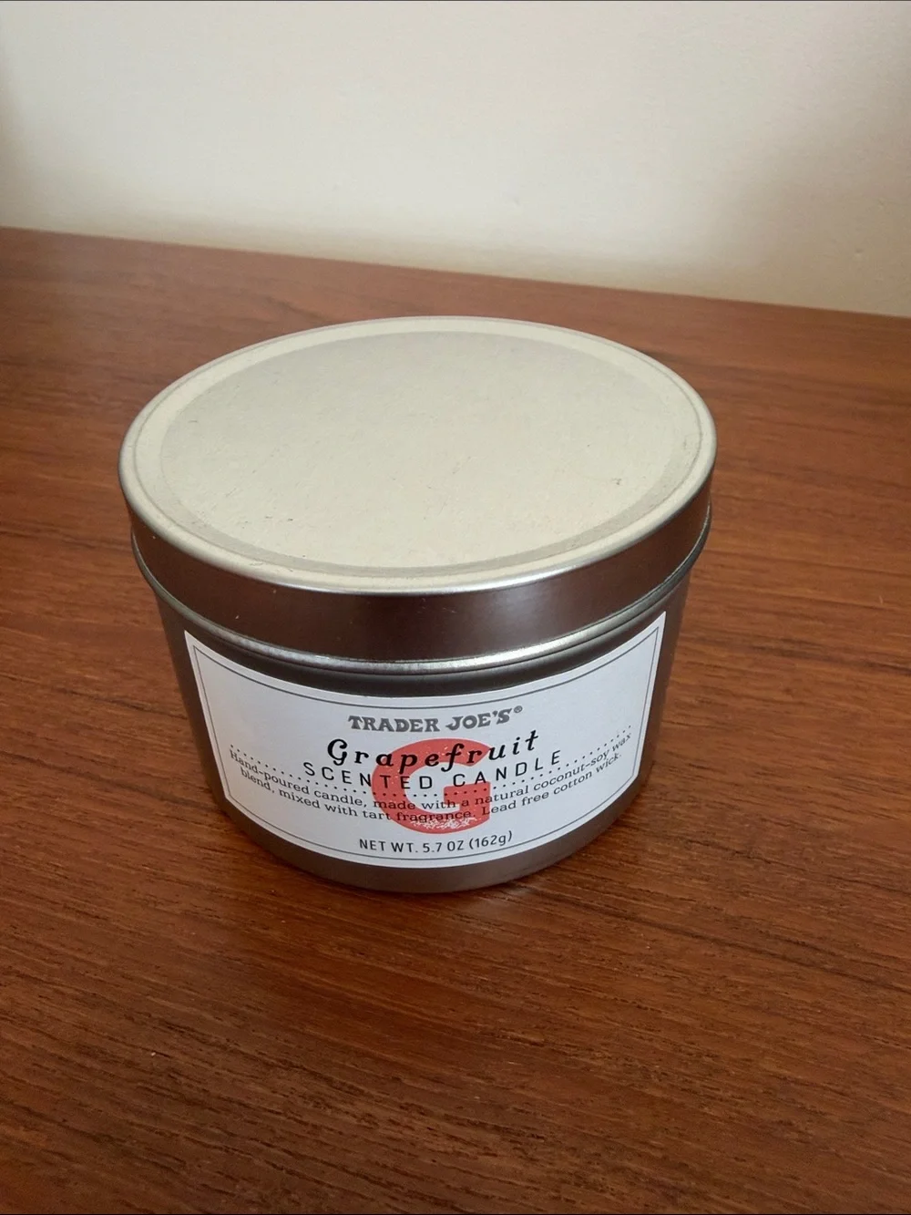 Trader Joe's Grapefruit Scented Candle - Silver Tin, 5.7 oz